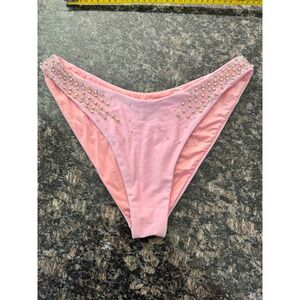 Oceanus Swimwear Pink Crystal Embellished Bikini Bottoms Size L Made in London